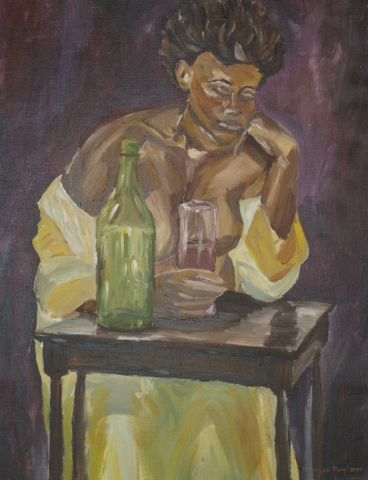Vrouw aan de drank acryl