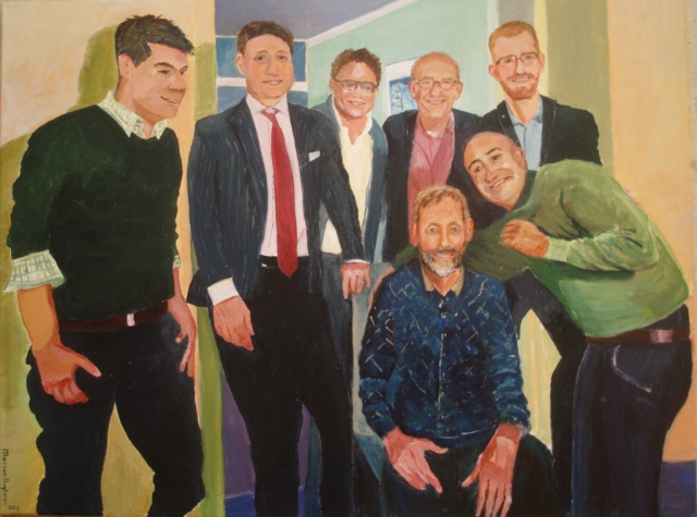 Volkert, Michiel, Gabriël, Peter, Ruud, Puyan en Henk acryl