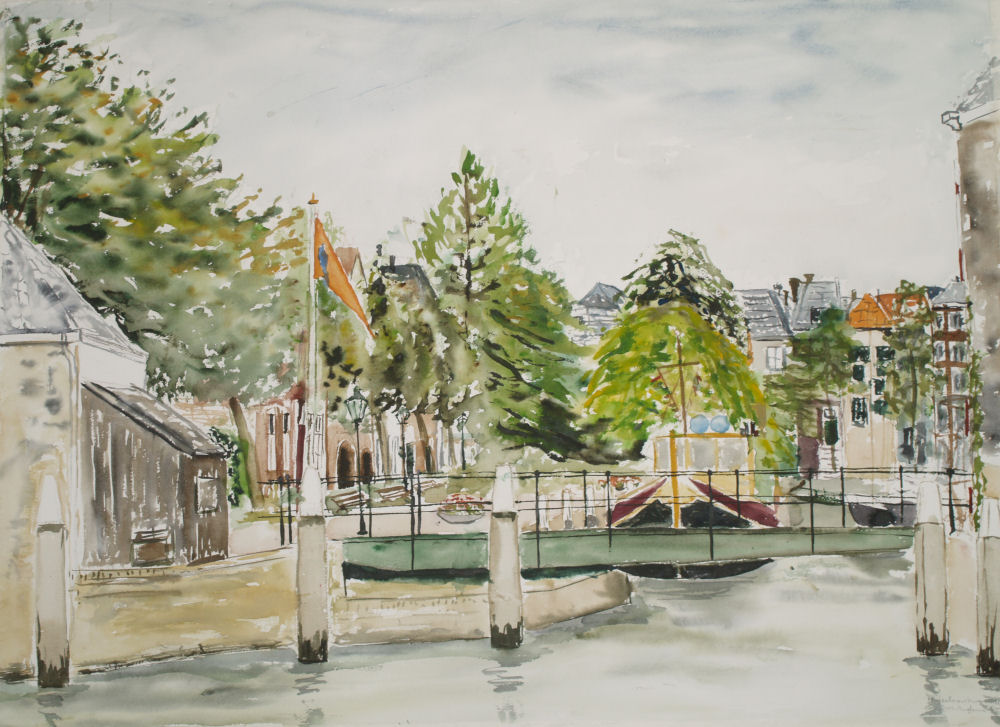 Mazelaarsbrug Dordrecht aquarel