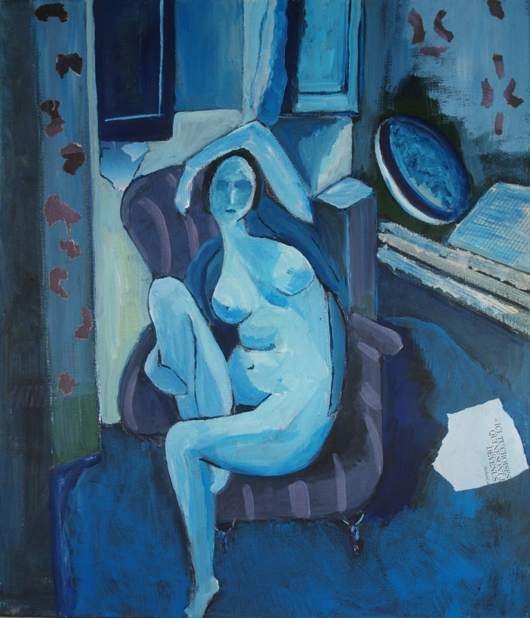 La femme bleue naar Matisse-acryl